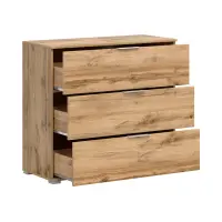 Cómoda Zele 95 cm con 3 cajones roble wotan