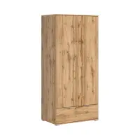 Armario de dos puertas Zele 90 cm con cajón roble wotan