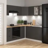Conjunto de cocina de esquina Junona Line 180x200 grafito sin encimera