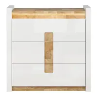 Cómoda Alameda 97 cm con 3 cajones roble westminster/blanco brillo
