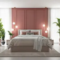 Armario de cinco puertas Kaspian 153 cm con espejo y cajones cachemira