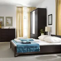 Armario de cinco puertas Kaspian 153 cm con espejo y cajones wenge