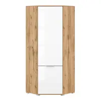 Armario de esquina Zele 78x78 cm roble wotan/blanco brillo