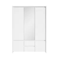 Armario de cinco puertas Kaspian 153 cm con espejo y cajones blanco