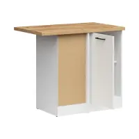 Armario de cocina inferior de esquina Junona Line izquierdo brillo tiza con encimera para rincón 100x60 cm