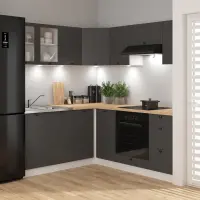 Conjunto de cocina de esquina Junona Line 180x200 grafito sin encimera