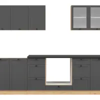 Conjunto de cocina Junona Line 260 cm grafito con encimera