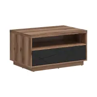 Mesa de centro Forn 90x60 con cajón roble delano oscuro/negro mate