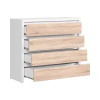 Cómoda Kaspian con 4 cajones roble sonoma/blanco