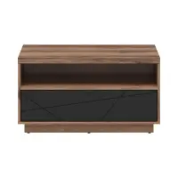 Mesa de centro Forn 90x60 con cajón roble delano oscuro/negro mate