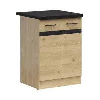 Mueble bajo de cocina Junona Line 60 cm de dos puertas roble bernstein con encimera