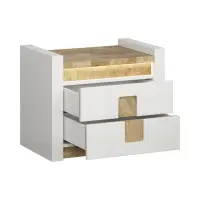 Mesita de noche Alameda 62 cm  con cajones blanco brillo/roble westminster