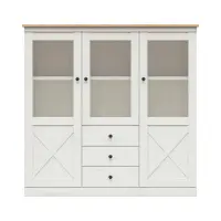 Витрина Frija 153 см с 3 дверцами и 3 ящиками сосна андерсен белая