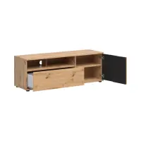 Mueble TV Vabres 135 cm con puertas y cajón roble artisan listones