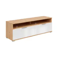 Mueble tv Zele con 2 cajones roble artisan/blanco brillo