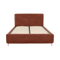 Cama tapizada Bondo 140x200 con arcón y somier naranja
