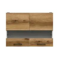 Armario de cocina superior Junona Line 80 cm de dos puertas con vitrina roble delano claro