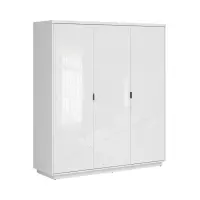 Armario de tres puertas Forn 180 cm blanco alto brillo