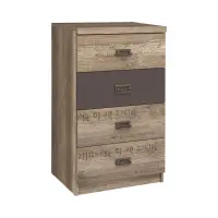 Cómoda Malcolm 50 cm con 4 cajones roble canyon monument/gris wolfram/roble canyon monument estampado