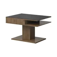 Mesa de centro Campo 80x60 cristal negro/roble april