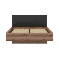 Cama Forn 160x200 con somier y contenedor roble delano oscuro/negro