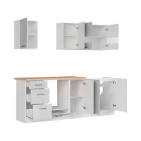 Кухонний гарнітур Junona Line 220 см світло-сірий глянець зі стільницею