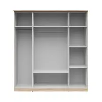 Armario de cuatro puertas Kredo 181 cm con espejo y cajones roble sonoma