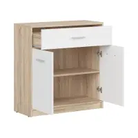 Cómoda Nepo Plus 80 cm con 2 puertas y un cajón roble sonoma/blanco