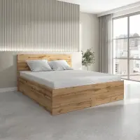 Łóżko Tetrix 160x200 ze stelażem i pojemnikiem dąb wotan
