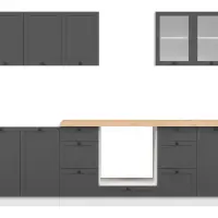 Conjunto de cocina Junona Line 260 cm grafito con encimera