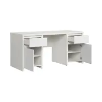 Escritorio Kaspian 160 cm con 2 puertas y cajones blanco