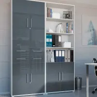 Estantería Office Lux 79 cm con 4 puertas y 2 cajones gris claro