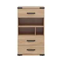 Cómoda Lara 60 cm con 3 cajones y estantes fresno belarus