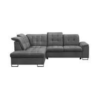 Sofá rinconera izquierdo Aragon extensible con reposacabezas y asiento regulables gris