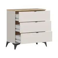 Cómoda Glamour 85 cm con 3 cajones cachemira/roble mauvella