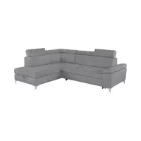 Sofá de esquina izquierdo Raul convertible con arcón gris