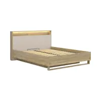 Cama Dalva 160x200 con somier y contenedor roble mauvella/cachemira