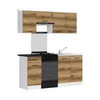 Conjunto de cocina Junona Line 170 cm roble delano claro con encimera