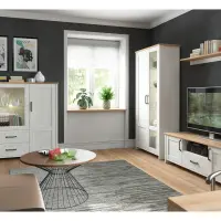 Vitrina Loksa 160 cm con 3 puertas pino andersen blanco