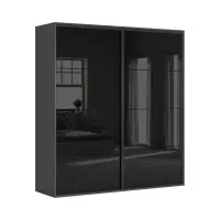 Armario de puertas correderas Flex 220 cm grafito/negro brillo