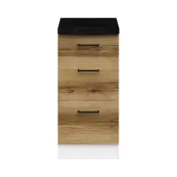 Mueble de cocina bajo Junona Line 40 cm con cajones roble delano claro con encimera