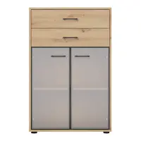 Estantería Space Office 80 cm con 2 puertas y 2 cajones roble artisan