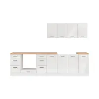 Кухонний гарнітур Junona Line 300 см крейдовий глянець зі стільницею