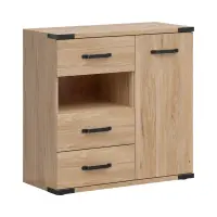 Cómoda Lara 90 cm con puertas 3 cajones y estante fresno belarus