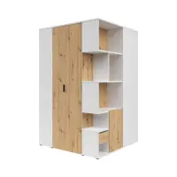 Armario de esquina izquierdo Homeland 136 cm vestidor con 2 puertas y 3 cajones blanco/roble artisan