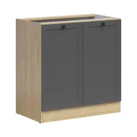 Armario de cocina inferior Junona Line 80 cm con 2 puertas roble bernstein/grafito