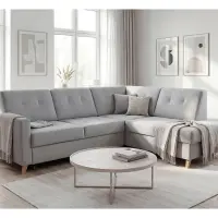 Угловой диван правосторонний Lars раскладной с ящиком серый