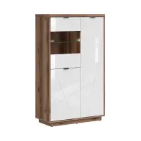 Vitrina Forn 94 cm con 3 puertas roble delano oscuro/blanco brillo
