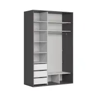 Armario de puertas correderas Flex 150 cm con espejo grafito/roble wotan