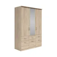 Armario de tres puertas Brando-3 136 cm con espejo y cajones roble sonoma